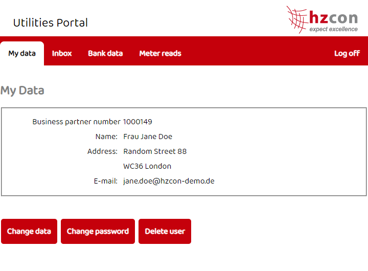 Screenshot des Kundenportals - Tablet